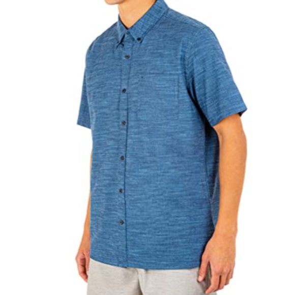 Hurley Mens One And Only Textured Classic Fit Short Sleeve Button Up Shirt - Picture 2 of 6